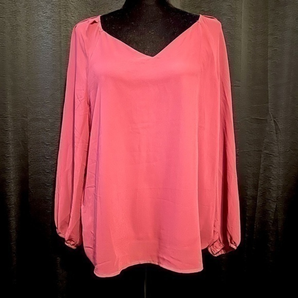 💚 NWT Nine West women’s burgundy tie back blouse size large